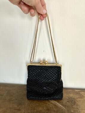 Vintage 1950's Black Beaded Walborg Evening Bag | Clutch | Made in Hong Kong